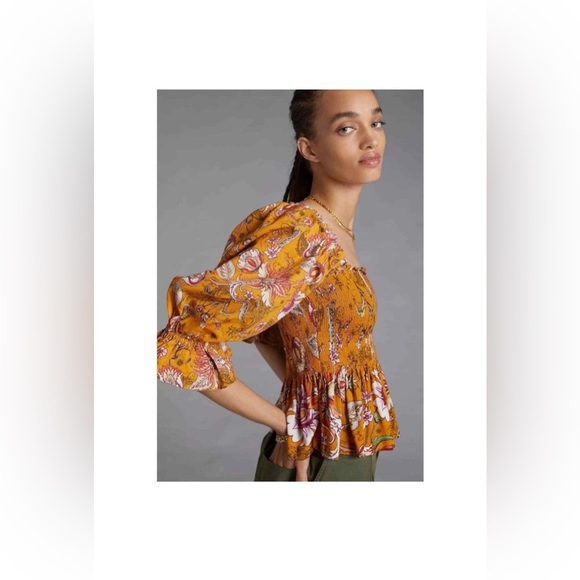 Anthropologie conditions apply sweetheart smocked boho fairy cottage small puff - Picture 5 of 11